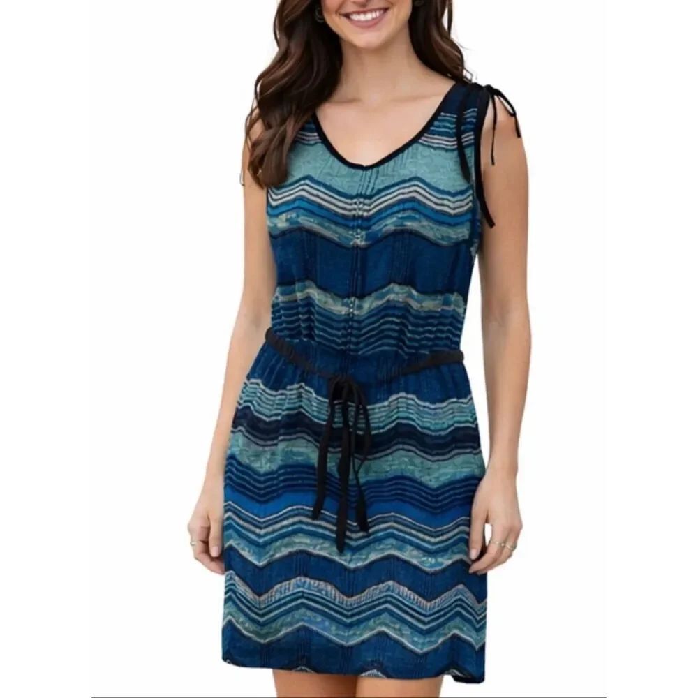 I.N.C. NWT International concepts blue chevron knit dress coverup M